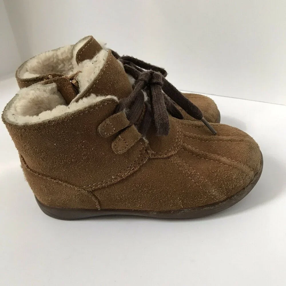 UGG Toddler Kids Chestnut Suede‎ Shearling Lined Duck Boots 1012142T Size 8.5